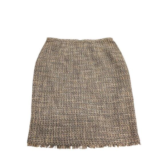 Preston & York Kelly Wool Blend Tweed Fringe High Rise Pencil Knee Length Women' - Picture 1 of 5